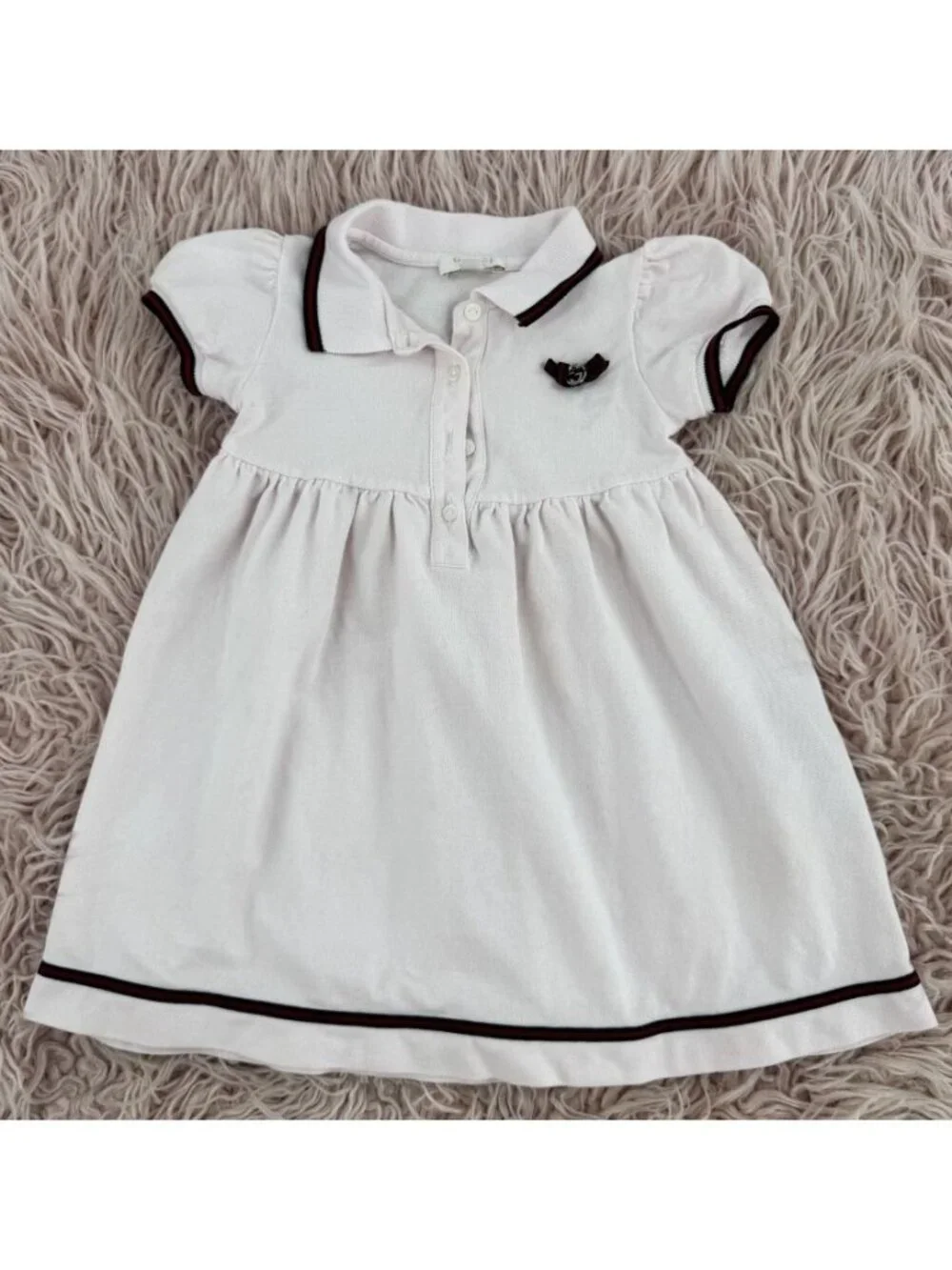 Gucci Baby Girl Light Pink Dress with Navy and Burgundy Trim Size 12M-18M